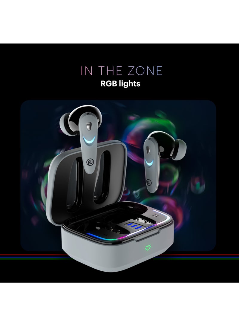 Newly Launched Buds Combat X In-Ear Truly Wireless Gaming Earbuds with 40ms Low Latency, 60H of Playtime, Spatial Audio, RGB Lights,Instacharge(10 min=180 min),10mm Driver,BT v5.3 Shadow Grey
