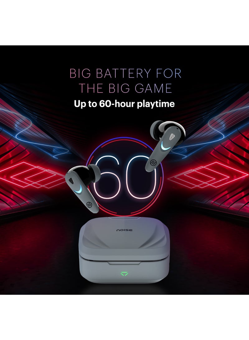 Newly Launched Buds Combat X In-Ear Truly Wireless Gaming Earbuds with 40ms Low Latency, 60H of Playtime, Spatial Audio, RGB Lights,Instacharge(10 min=180 min),10mm Driver,BT v5.3 Shadow Grey