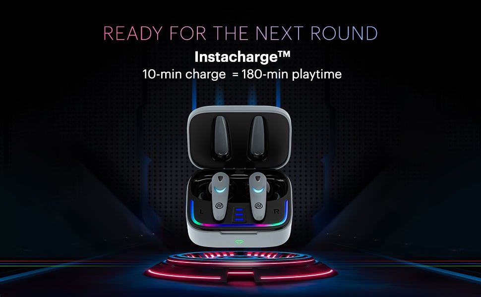 Newly Launched Buds Combat X In-Ear Truly Wireless Gaming Earbuds with 40ms Low Latency, 60H of Playtime, Spatial Audio, RGB Lights,Instacharge(10 min=180 min),10mm Driver,BT v5.3 Shadow Grey