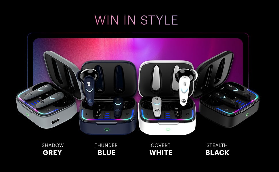 Newly Launched Buds Combat X In-Ear Truly Wireless Gaming Earbuds with 40ms Low Latency, 60H of Playtime, Spatial Audio, RGB Lights,Instacharge(10 min=180 min),10mm Driver,BT v5.3 Shadow Grey