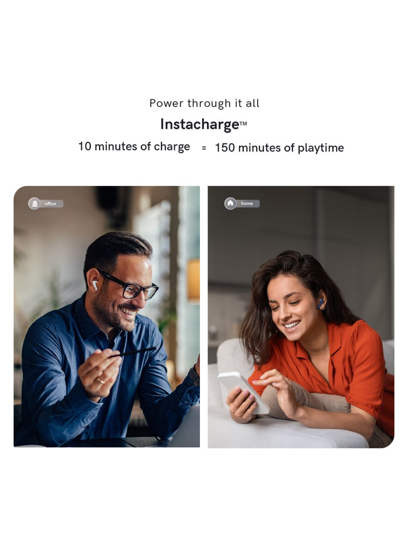 Aura Buds in-Ear Truly Wireless Earbuds with 60H of Playtime, Quad Mic with ENC, Dual Device Pairing, Instacharge(10 min=150 min),12mm Polymer Composite Driver,BT v5.3 Aura Blue