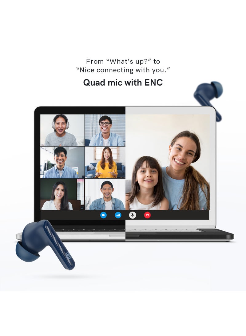 Aura Buds in-Ear Truly Wireless Earbuds with 60H of Playtime, Quad Mic with ENC, Dual Device Pairing, Instacharge(10 min=150 min),12mm Polymer Composite Driver,BT v5.3 Aura Blue