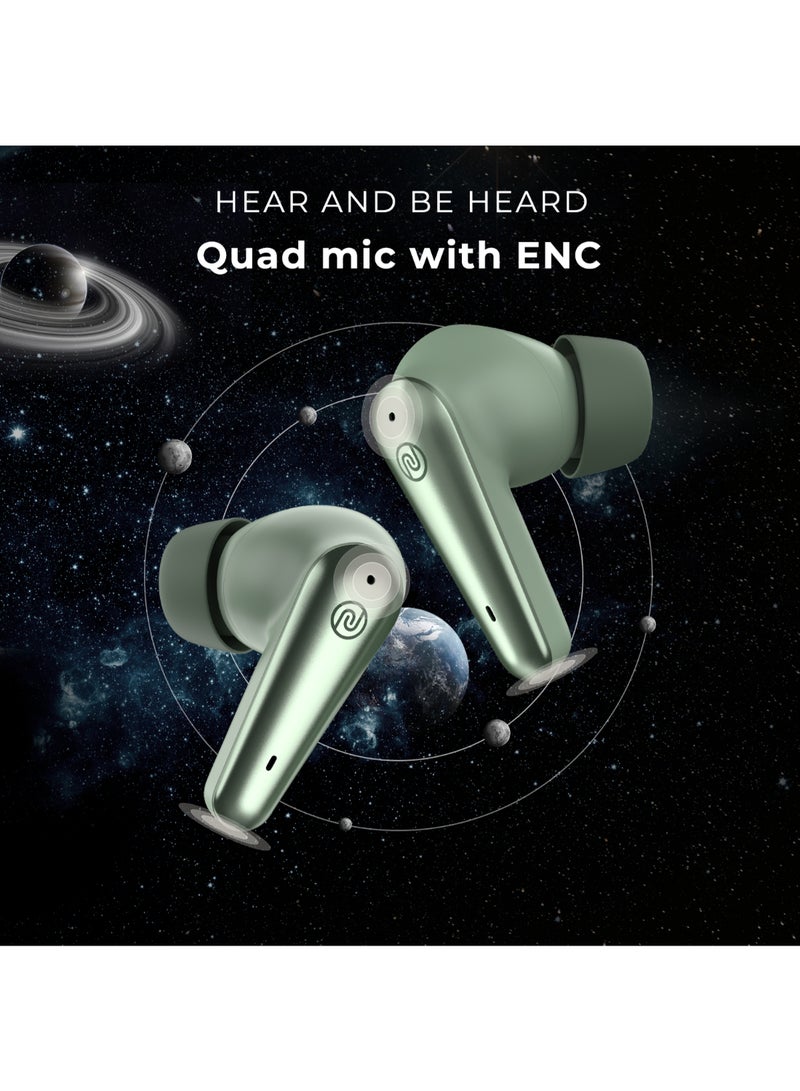Buds X Prime in-Ear Truly Wireless Earbuds with 120H of Extended Playtime, ENC for Clear Calling, Instacharge(10 min=200 min),Modern Dual Tone Finish, 11mm Driver, BT v5.3 Sheen Green