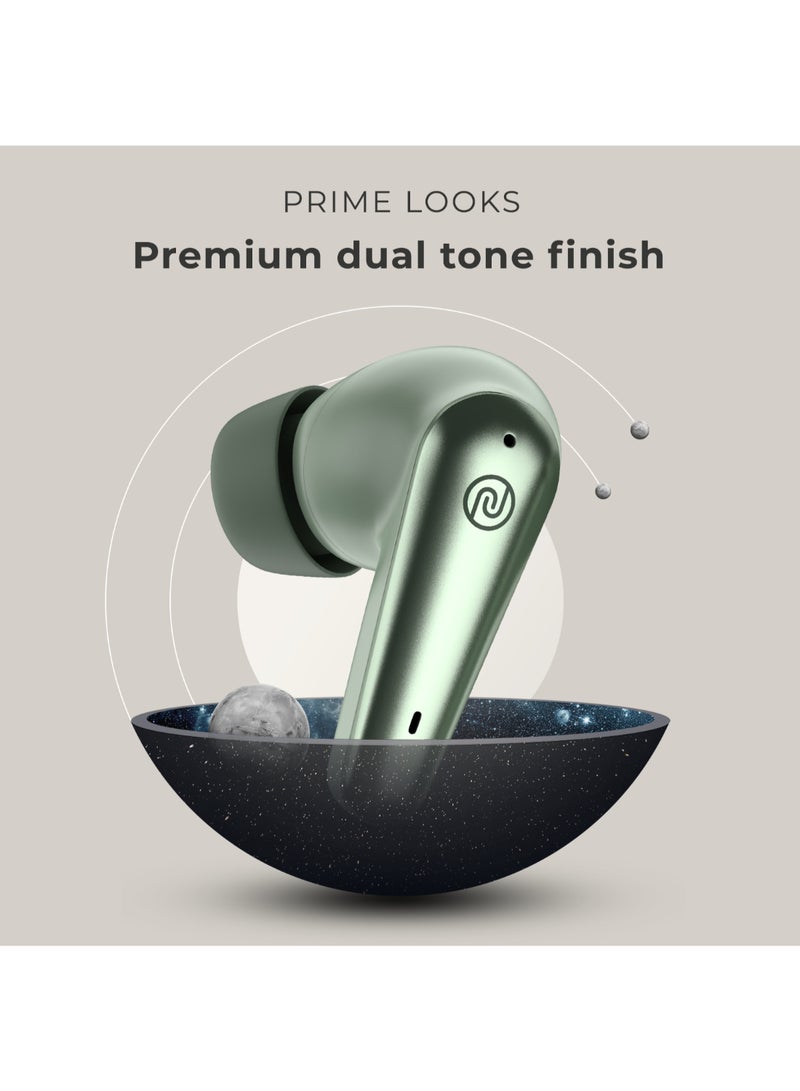 Buds X Prime in-Ear Truly Wireless Earbuds with 120H of Extended Playtime, ENC for Clear Calling, Instacharge(10 min=200 min),Modern Dual Tone Finish, 11mm Driver, BT v5.3 Sheen Green