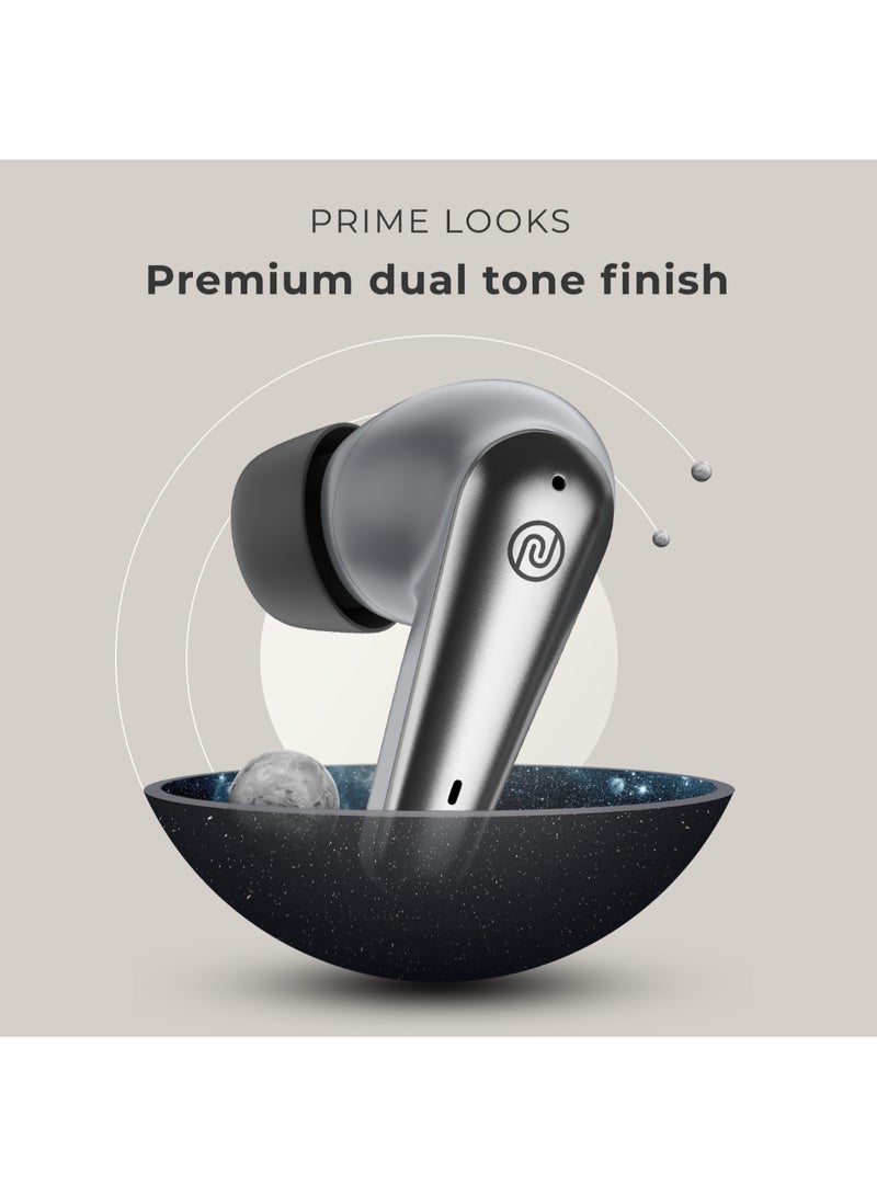 Buds X Prime in-Ear Truly Wireless Earbuds with 120H of Extended Playtime, ENC for Clear Calling, Instacharge(10 min=200 min),Modern Dual Tone Finish, 11mm Driver, BT v5.3 Silver/Grey