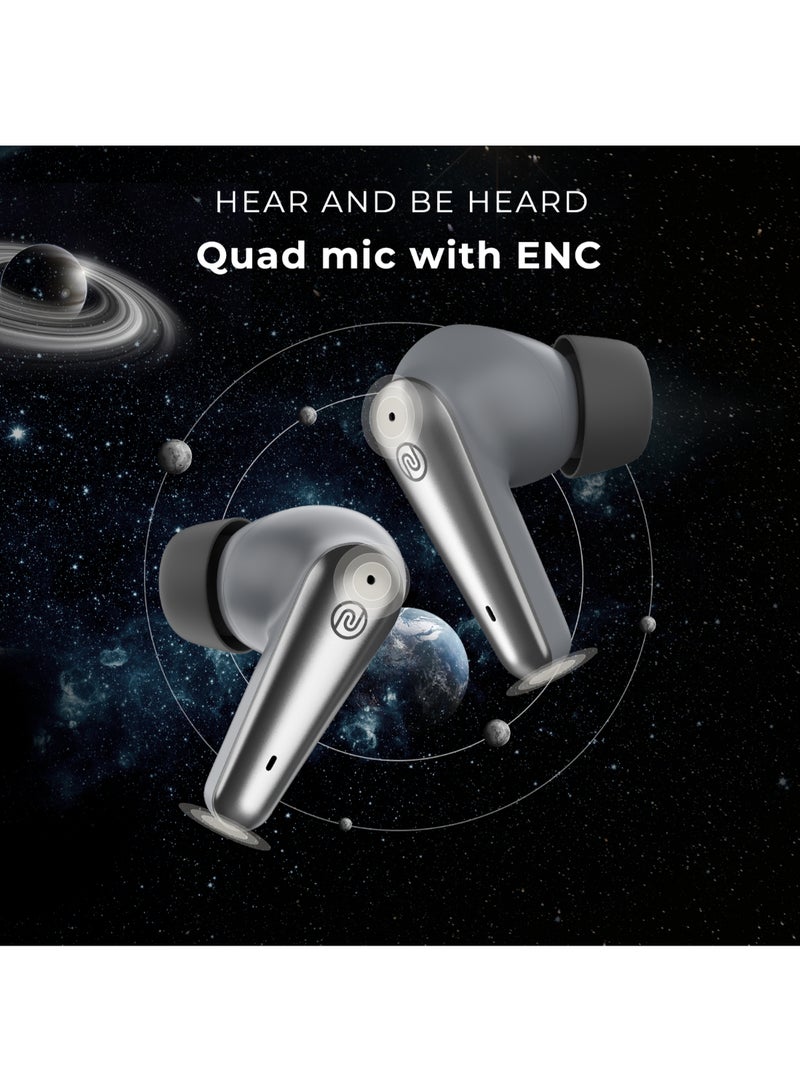 Buds X Prime in-Ear Truly Wireless Earbuds with 120H of Extended Playtime, ENC for Clear Calling, Instacharge(10 min=200 min),Modern Dual Tone Finish, 11mm Driver, BT v5.3 Silver/Grey