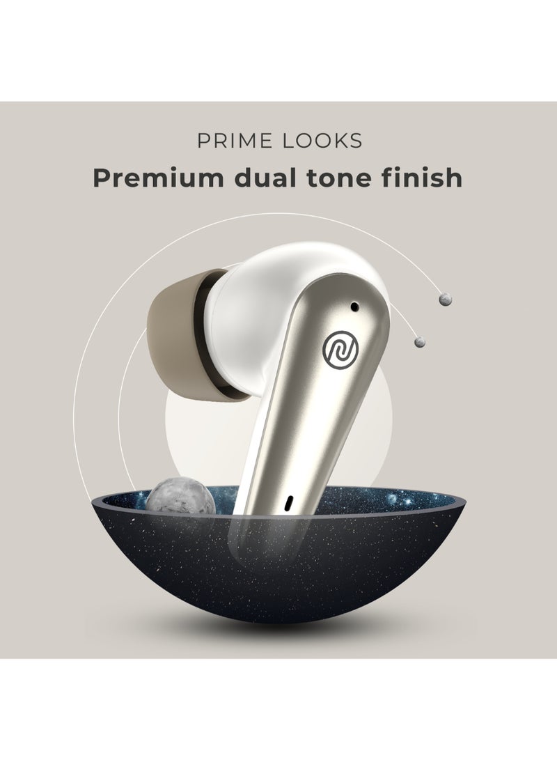 Buds X Prime in-Ear Truly Wireless Earbuds with 120H of Extended Playtime, ENC for Clear Calling, Instacharge(10 min=200 min),Modern Dual Tone Finish, 11mm Driver, BT v5.3 Champagne White