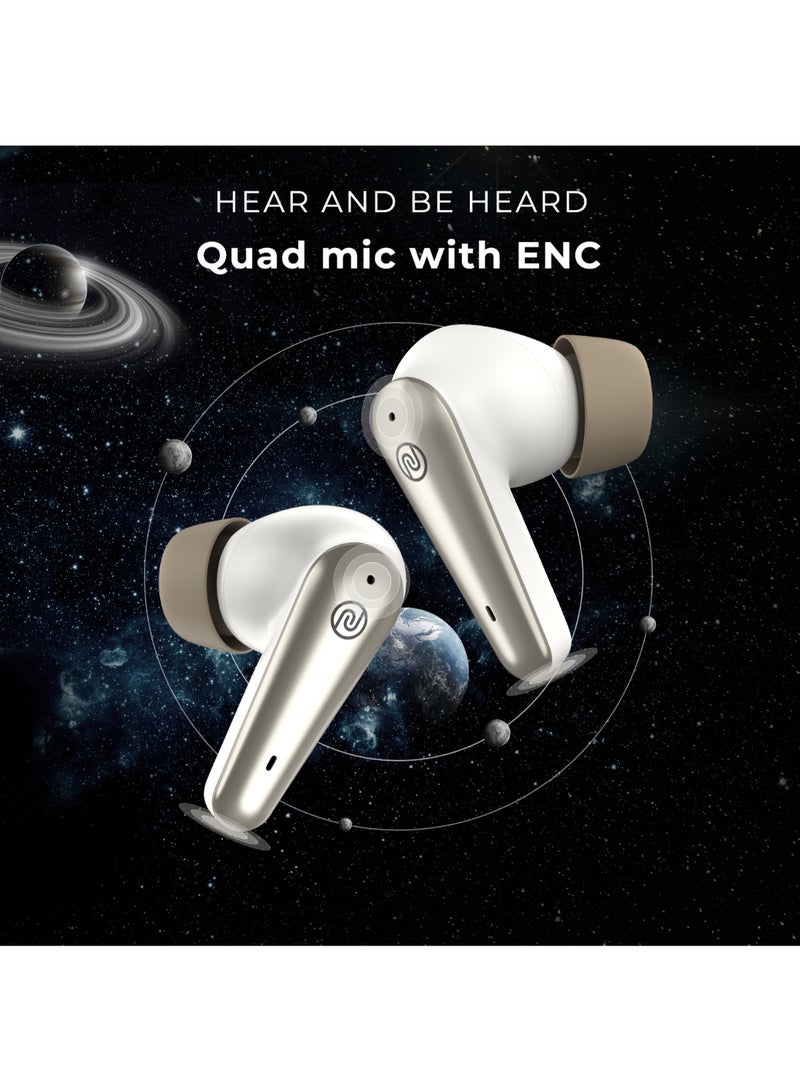 Buds X Prime in-Ear Truly Wireless Earbuds with 120H of Extended Playtime, ENC for Clear Calling, Instacharge(10 min=200 min),Modern Dual Tone Finish, 11mm Driver, BT v5.3 Champagne White
