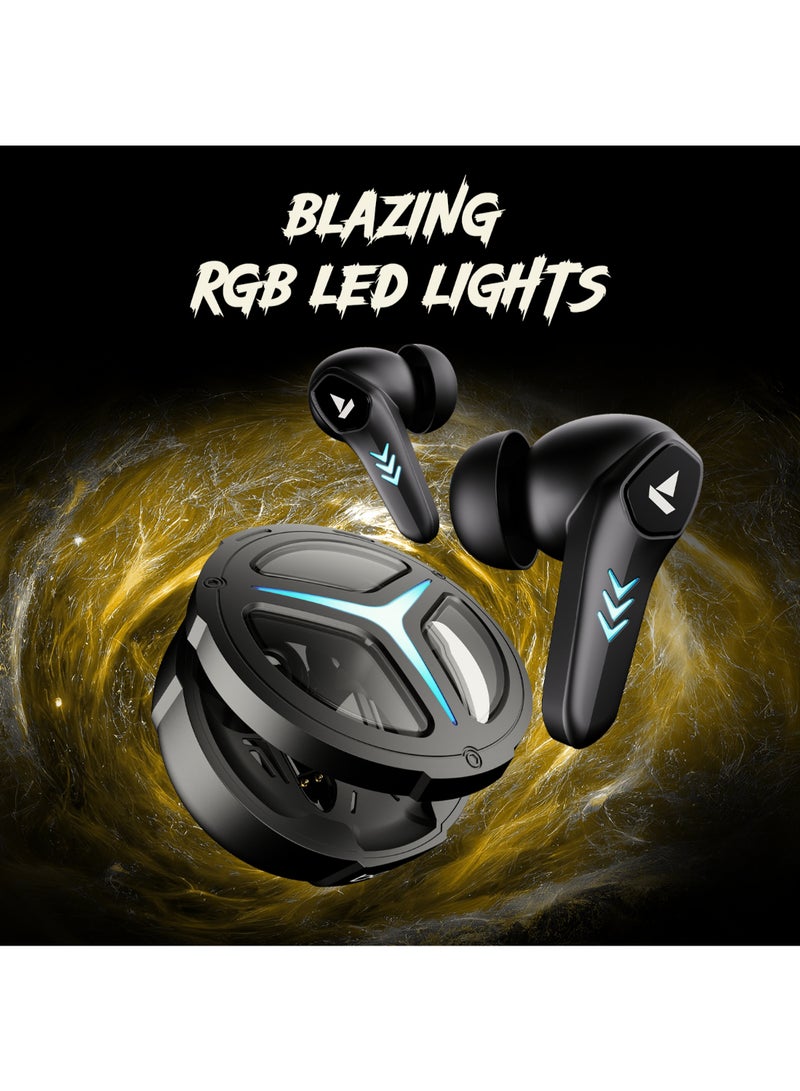 Immortal 171 In Ear Tws Earbuds With 40 Hrs Playtime, Quad Mics Enx Tech, Beast Mode, Blazing Rgb Leds, Bluetooth V5.3 & Asap Charge Black Sabre