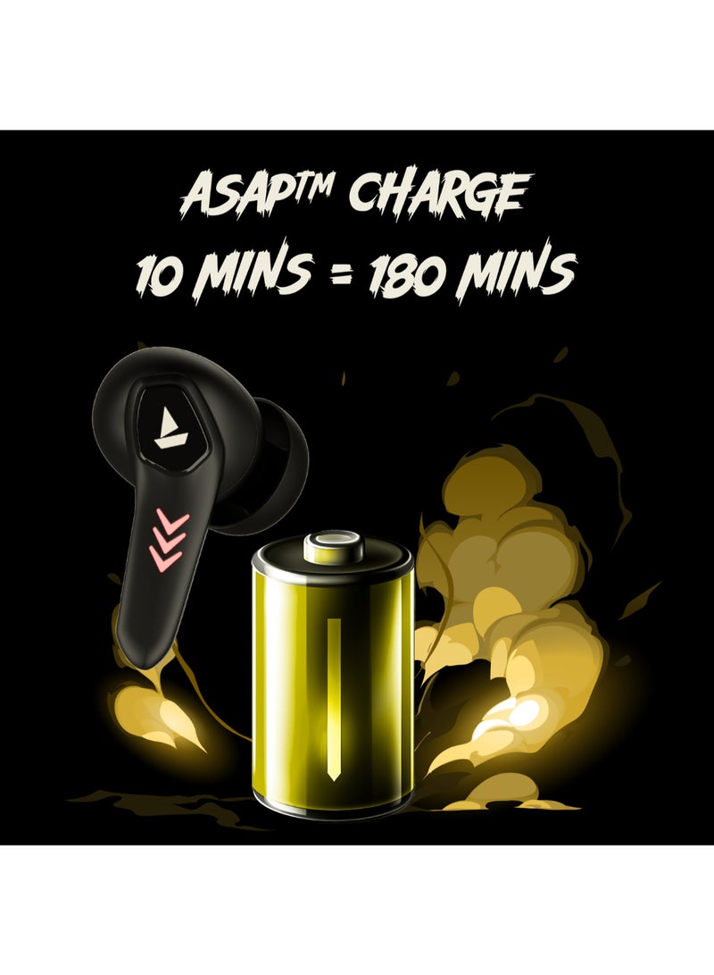 Immortal 171 In Ear Tws Earbuds With 40 Hrs Playtime, Quad Mics Enx Tech, Beast Mode, Blazing Rgb Leds, Bluetooth V5.3 & Asap Charge Black Sabre