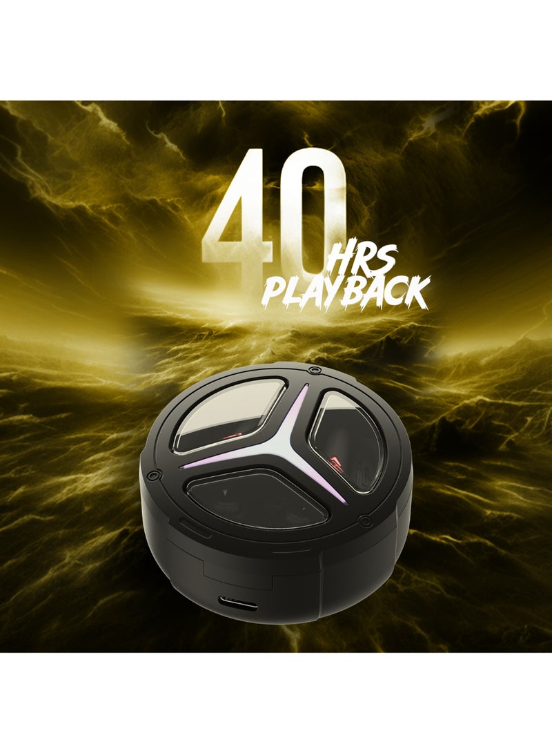 Immortal 171 In Ear Tws Earbuds With 40 Hrs Playtime, Quad Mics Enx Tech, Beast Mode, Blazing Rgb Leds, Bluetooth V5.3 & Asap Charge Black Sabre