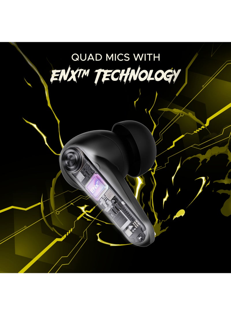 Immortal 171 In Ear Tws Earbuds With 40 Hrs Playtime, Quad Mics Enx Tech, Beast Mode, Blazing Rgb Leds, Bluetooth V5.3 & Asap Charge Black Sabre