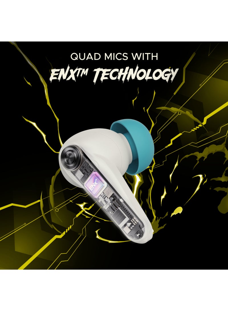 Immortal 171 In Ear Tws Earbuds With 40 Hrs Playtime, Quad Mics Enx Tech, Beast Mode, Blazing Rgb Leds, Bluetooth V5.3 & Asap Charge White Sabre