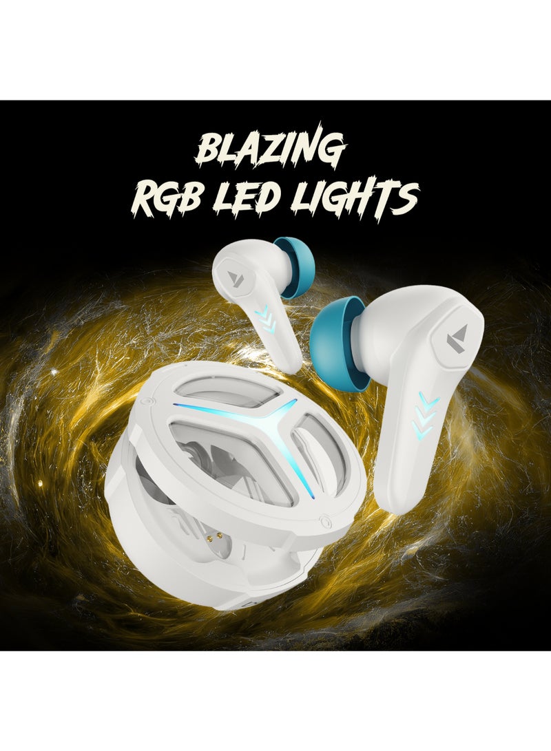 Immortal 171 In Ear Tws Earbuds With 40 Hrs Playtime, Quad Mics Enx Tech, Beast Mode, Blazing Rgb Leds, Bluetooth V5.3 & Asap Charge White Sabre