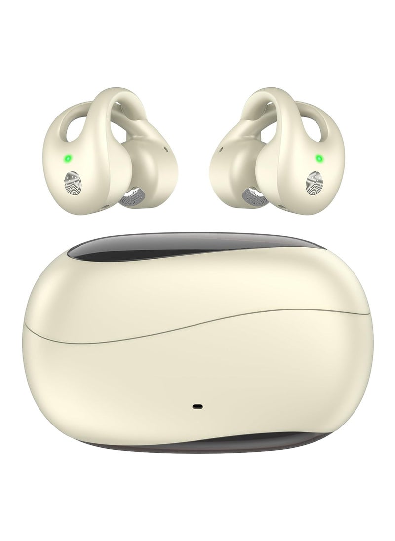 Open Ear Clip Headphones, Bluetooth Headphones Wireless Earbuds, 30 Hours Playtime, Dual Mic Clear Call Sports Bone Conduction Headphones Bluetooth for Workout Driving Walking with iPhone Android