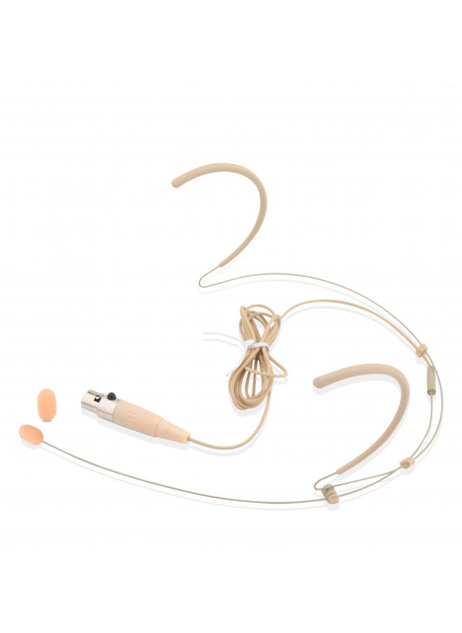 PYLE-PRO Double Over Ear Microphone Headset - fessional Hands Free Omnidirectional Wired Audio Boom Condenser Microphone Headset w/ 4 Pin Mini XLR, 1.2m Cable, and Windscreen - Pyle PMHMS20 (Beige)