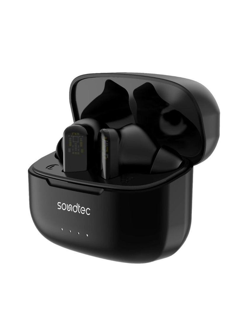 Soundtec ANC & ENC TWS Earphone with Transparent Earbuds - Black