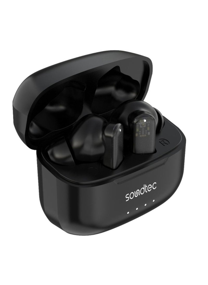 Soundtec ANC & ENC TWS Earphone with Transparent Earbuds - Black