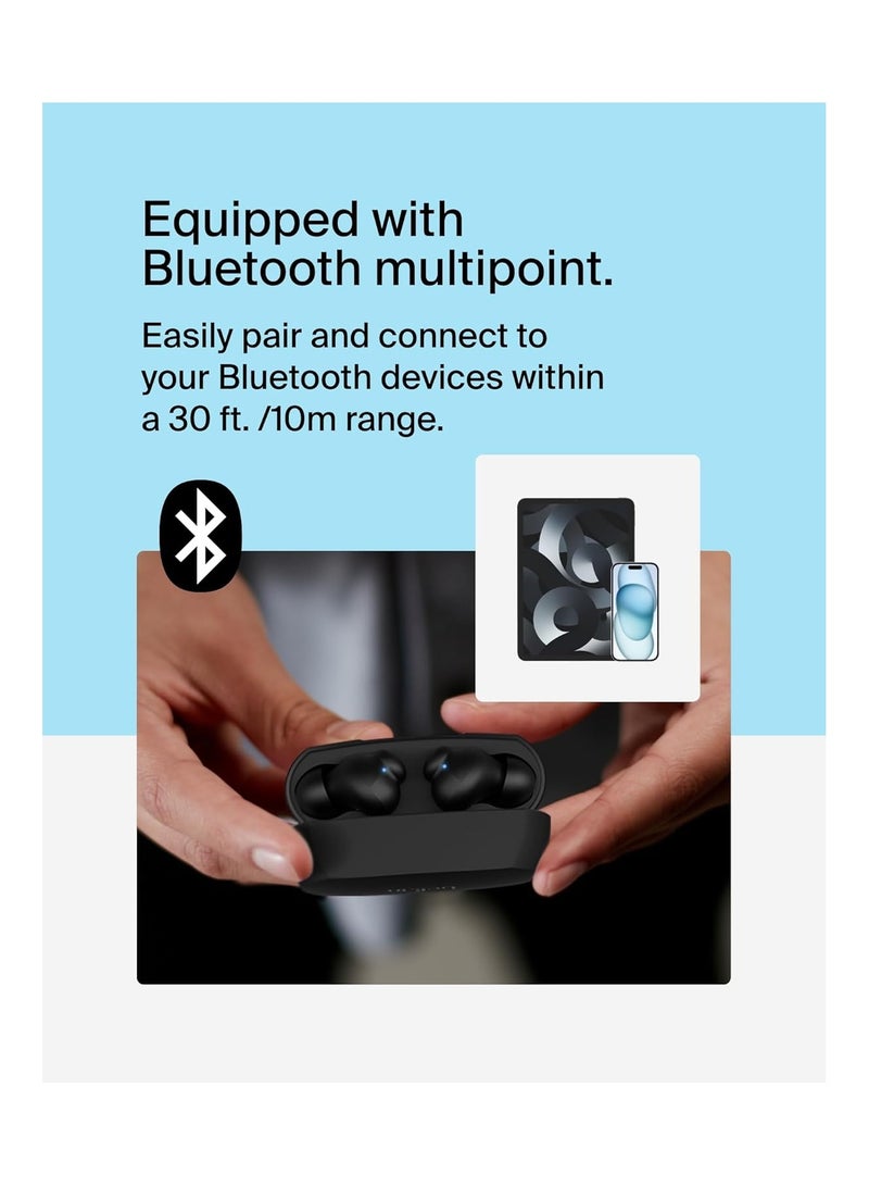 SoundForm Rhythm True Wireless Earbuds with Built-in Microphone, USB-C Fast Charging, 28H Battery Life, IPX5 Water Resistance - Bluetooth Earbuds for iPhone, iPad, Galaxy, Pixel And More - Black