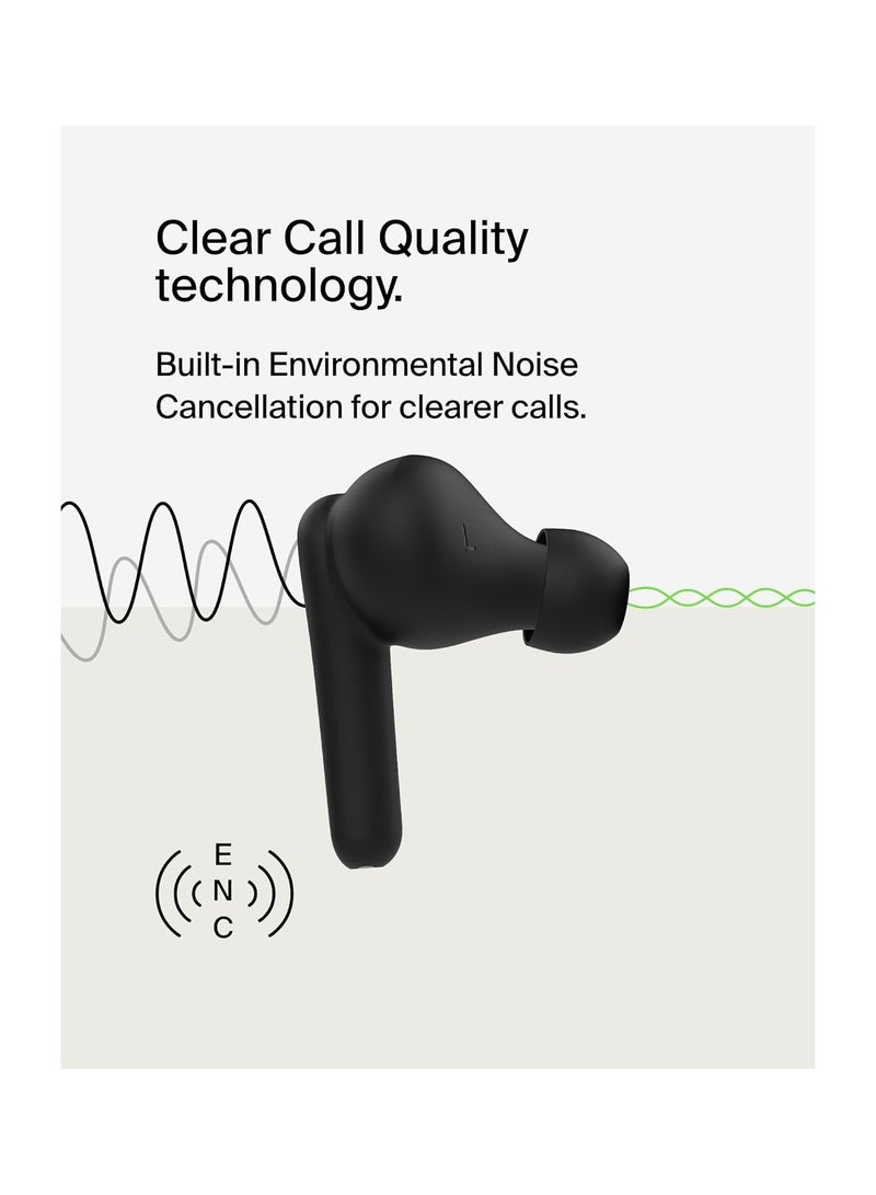 SoundForm Rhythm True Wireless Earbuds with Built-in Microphone, USB-C Fast Charging, 28H Battery Life, IPX5 Water Resistance - Bluetooth Earbuds for iPhone, iPad, Galaxy, Pixel And More - Black