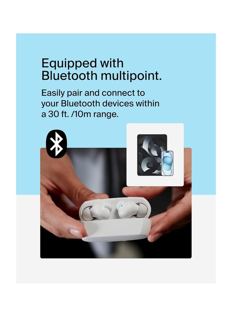 SoundForm Rhythm True Wireless Earbuds with Built-in Microphone, USB-C Fast Charging, 28H Battery Life, IPX5 Water Resistance - Bluetooth Earbuds for iPhone, iPad, Galaxy, Pixel And More - White