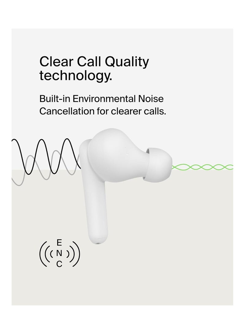 SoundForm Rhythm True Wireless Earbuds with Built-in Microphone, USB-C Fast Charging, 28H Battery Life, IPX5 Water Resistance - Bluetooth Earbuds for iPhone, iPad, Galaxy, Pixel And More - White