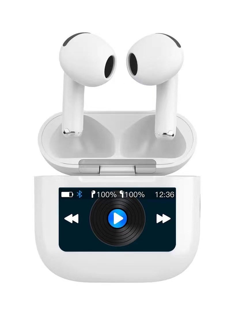 Glimpse TWS Earbuds with Touch Display / App Control / High-Fidelity Audio / Touch Control Earbuds / Music / Calls - White