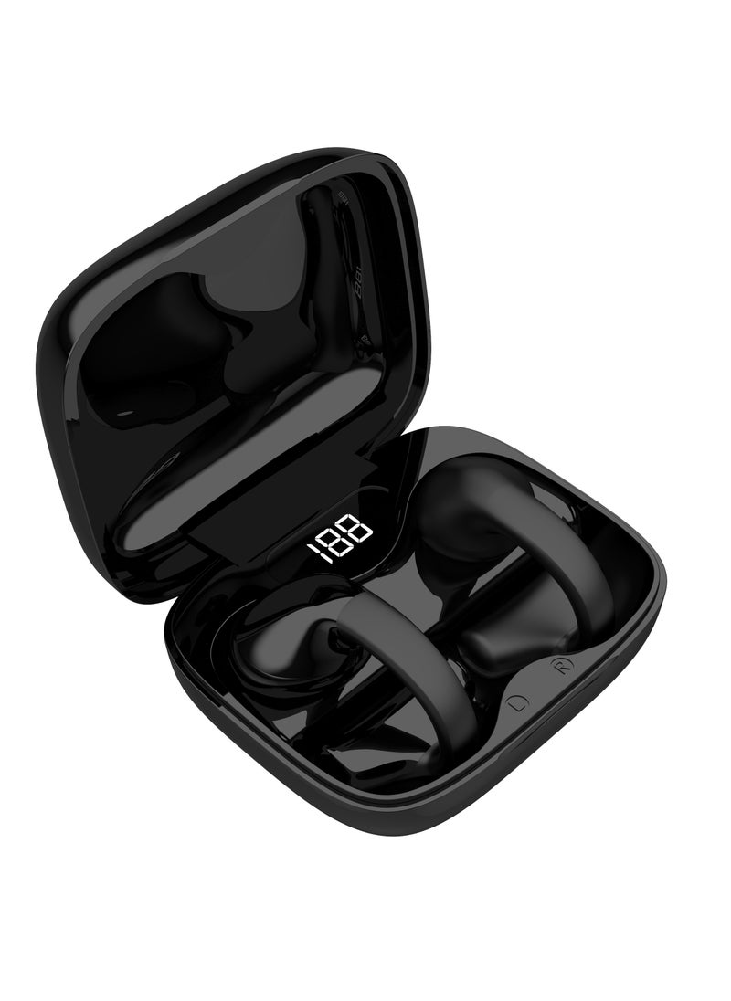 Snap Clip-On Wireless Earbuds with  Digital Display and Touch Controls / Lightweight / Deep Bass Earbud / Music / Game / Calls  - Black