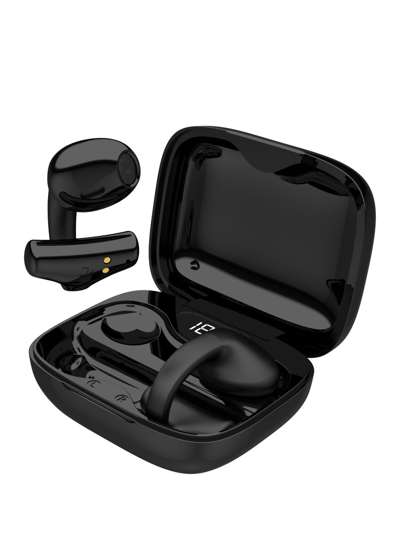 Snap Clip-On Wireless Earbuds with  Digital Display and Touch Controls / Lightweight / Deep Bass Earbud / Music / Game / Calls  - Black