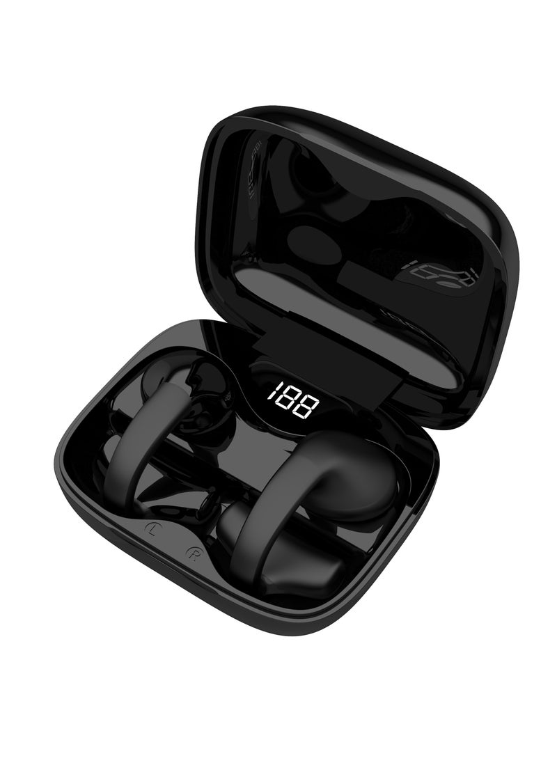 Snap Clip-On Wireless Earbuds with  Digital Display and Touch Controls / Lightweight / Deep Bass Earbud / Music / Game / Calls  - Black