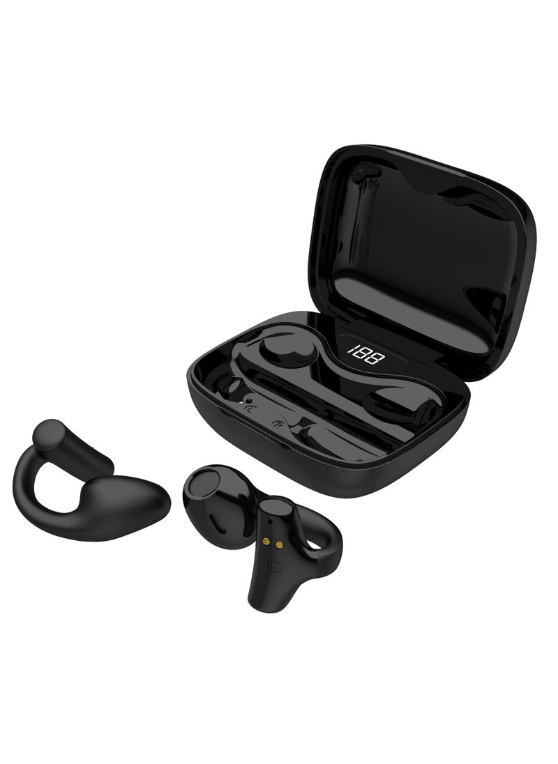 Snap Clip-On Wireless Earbuds with  Digital Display and Touch Controls / Lightweight / Deep Bass Earbud / Music / Game / Calls  - Black