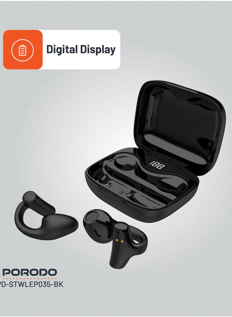 Snap Clip-On Wireless Earbuds with  Digital Display and Touch Controls / Lightweight / Deep Bass Earbud / Music / Game / Calls  - Black