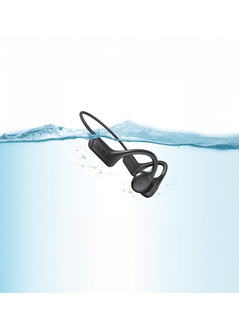 Soundtec Bone Conduction Swimming Headphones IPX8 / 32 GB Built in memory / 8 Hours Play Time / Lightweight Design / 10m Transmission Distance / Open Ear Design - Black