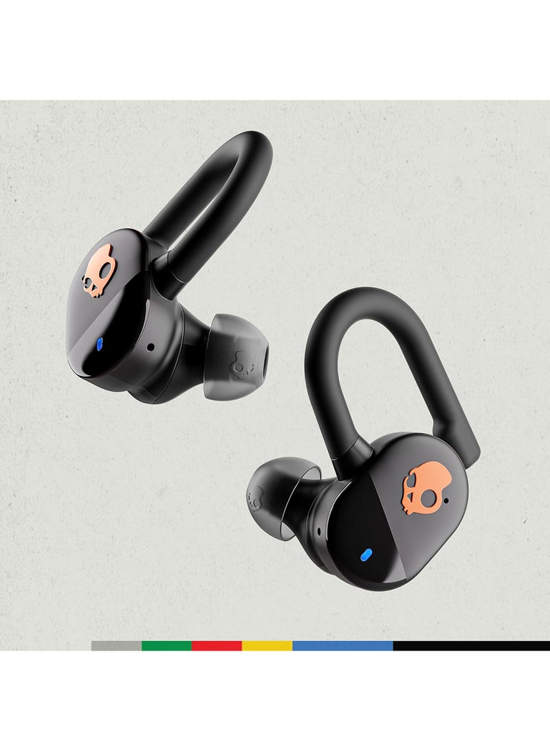 Push Play Active in-Ear Wireless Earbuds, 34 Hr Battery, Stay-Aware Mode, Microphone, Works With iPhone Android And Bluetooth Devices True Black/Orange