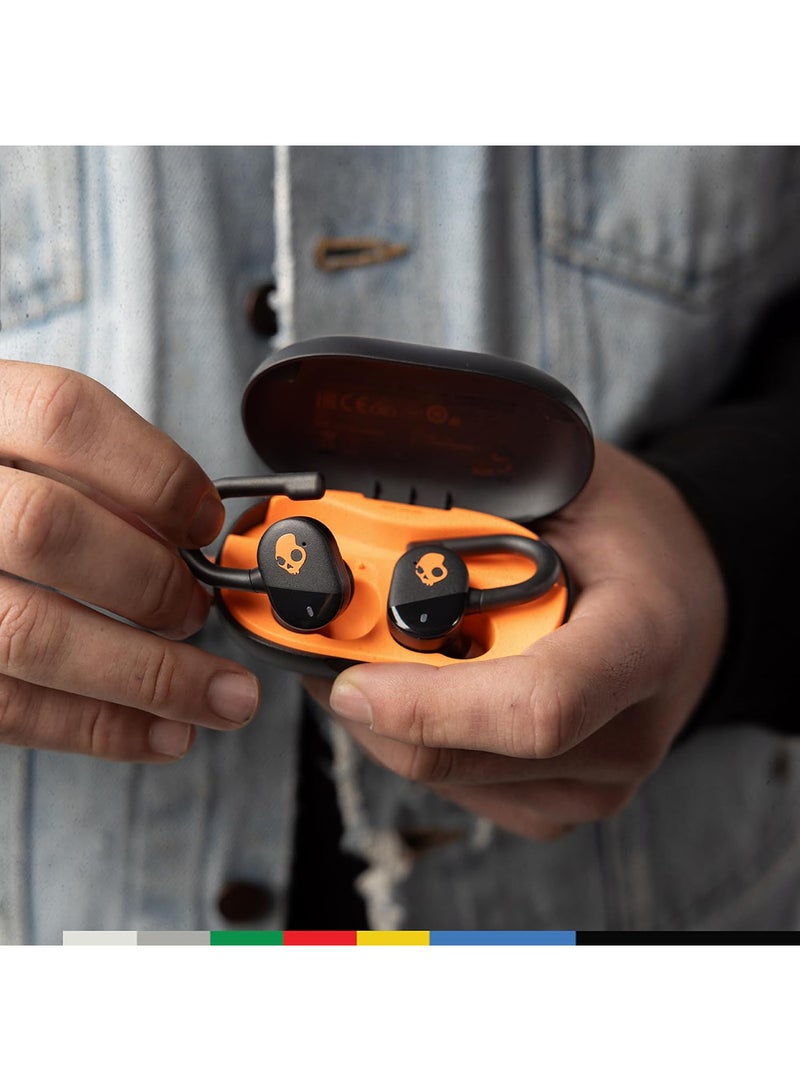 Push Play Active in-Ear Wireless Earbuds, 34 Hr Battery, Stay-Aware Mode, Microphone, Works With iPhone Android And Bluetooth Devices True Black/Orange