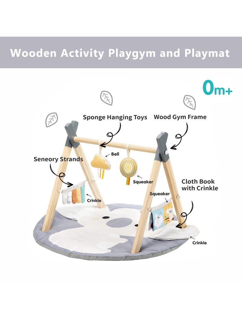 Factory Price Nyra Wooden Activity Play Gym For Infants With Soft Cushion Floor and Removable Plush Toys - Koala A