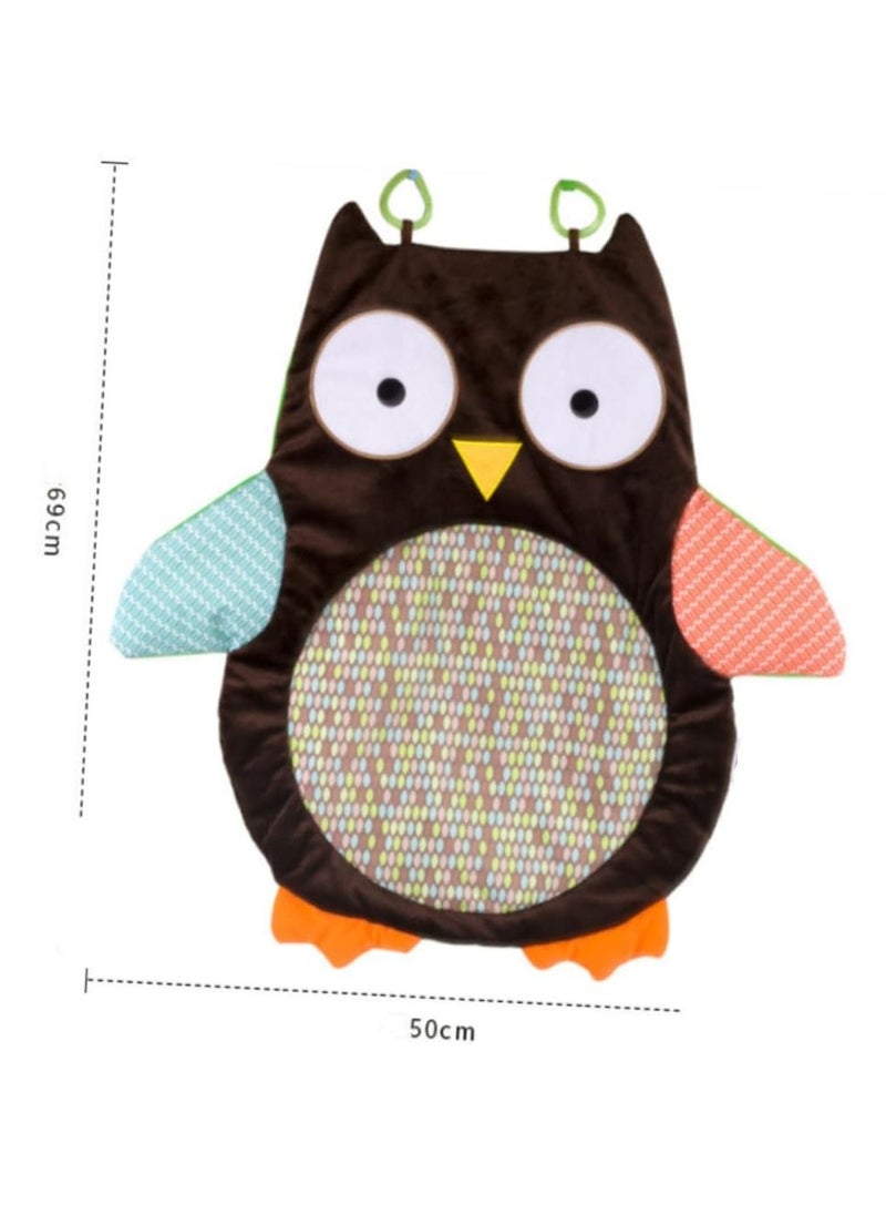 Toy Playmat with Support Pillow, Soft Floor Blanket Indoor Baby Game Mats, Toy Gyms Crawling Pads, Kids Play Rug Carpet with Plush Toys, Owl Design for Tummy Time, Toddlers, Newborn Baby