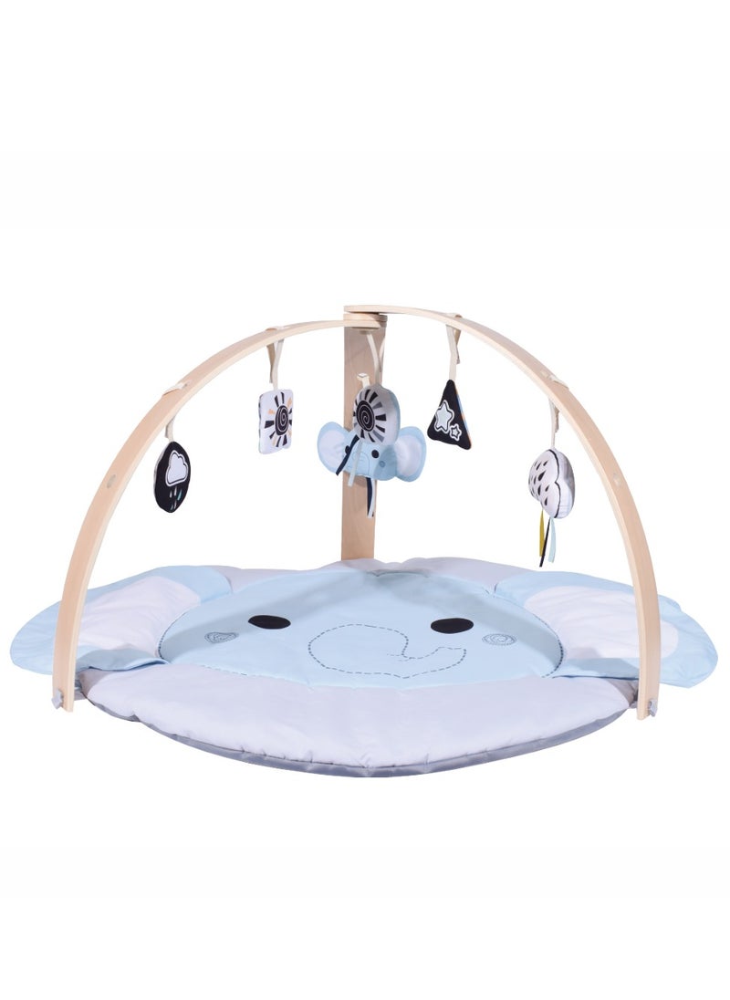 Factory Price Nyra Wooden Activity Play Gym For Infants With Soft Cushion Floor and Removable Plush Toys -Elephant