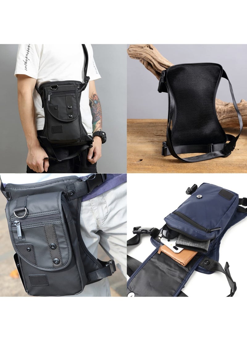 Stylish Waterproof Oxford Drop Leg Bag with Adjustable Straps, Versatile Men's Messenger Shoulder Bag for Motorcycle Riding, Hiking, Travel, Fishing, and Cycling Adventures