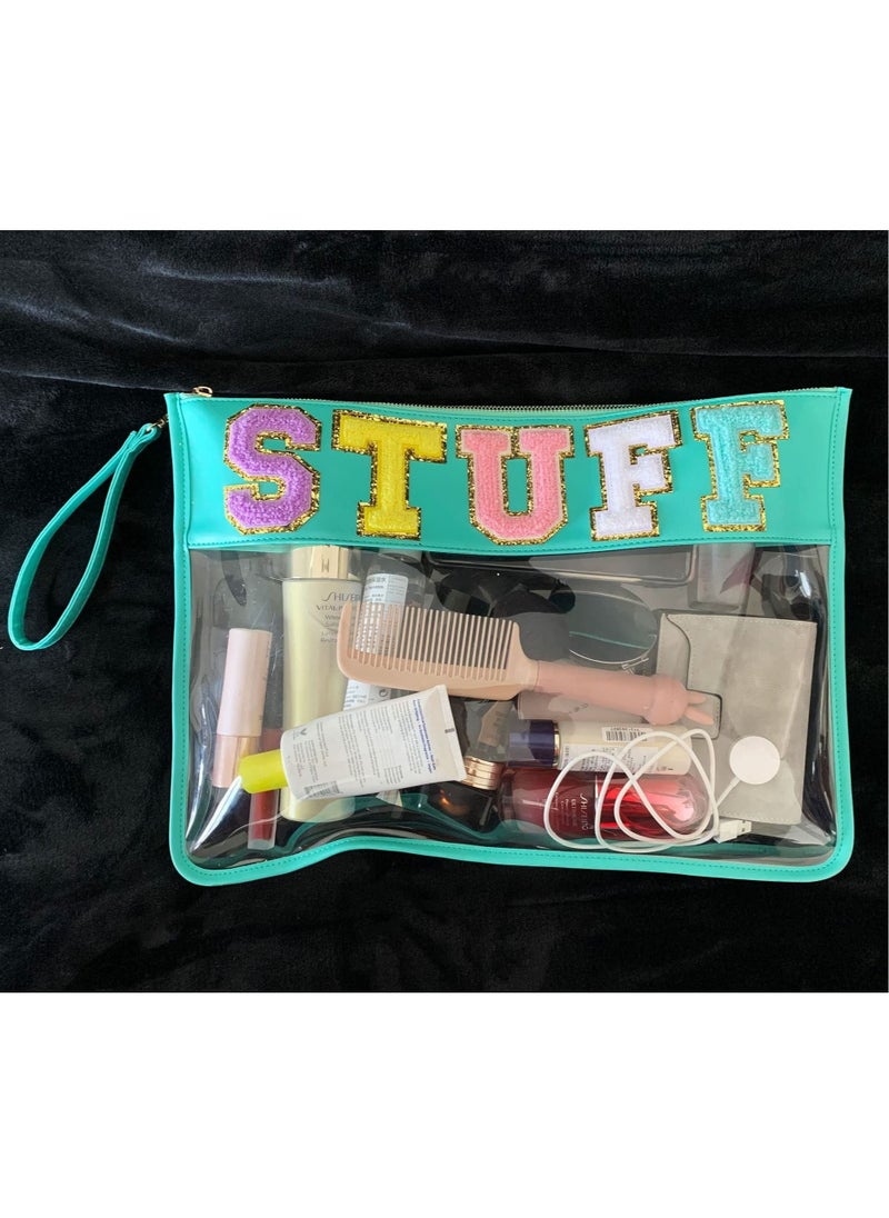 Clear Stadium Purse Bag, Chenille Letter Travel Patch Pouch, Snack Makeup Wristlet