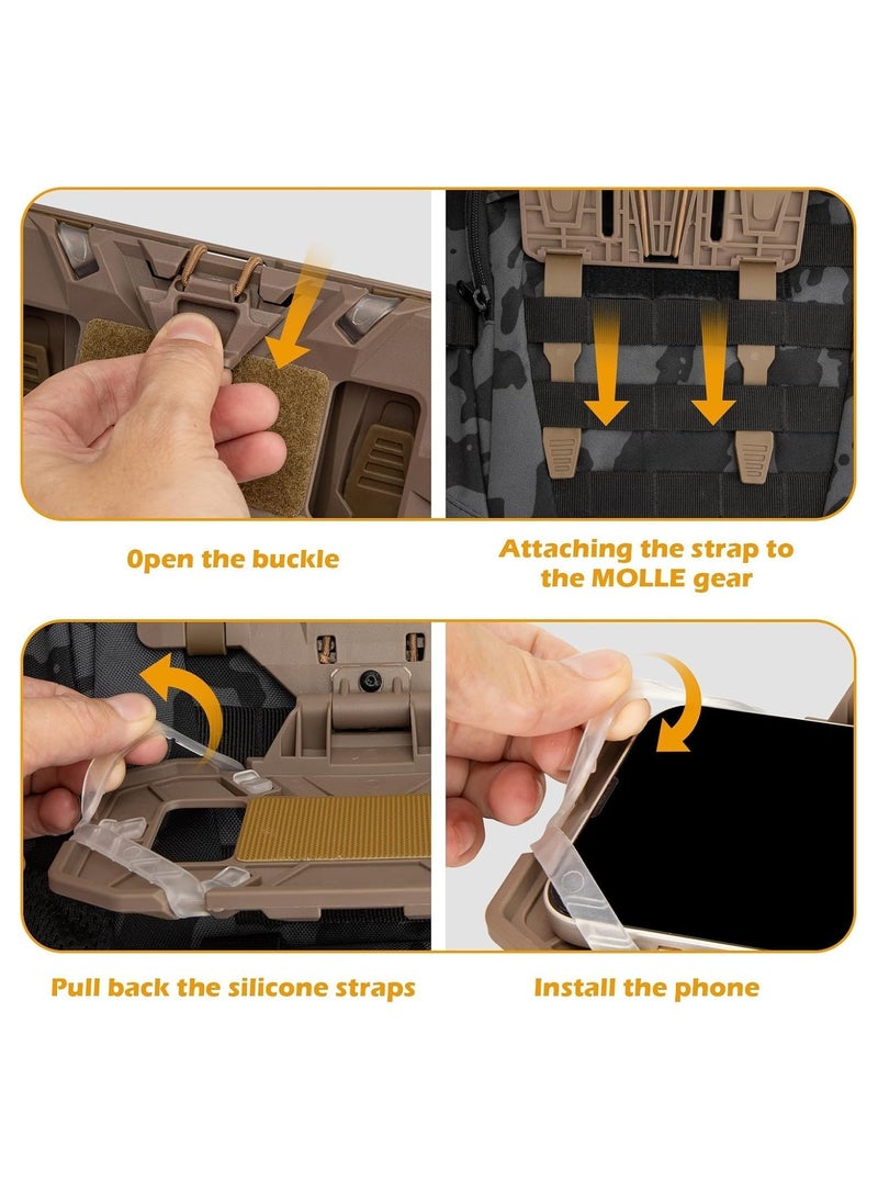 Tactical Vest Phone Holder: Onboard Phone Holder - Bag Molle Phone Holder for Screen Size 4.7