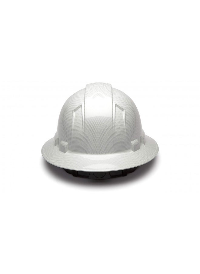 Pyramex Ridgeline Full Brim Hard Hat, 4-Point Ratchet Suspension, Shiny White Graphite Pattern