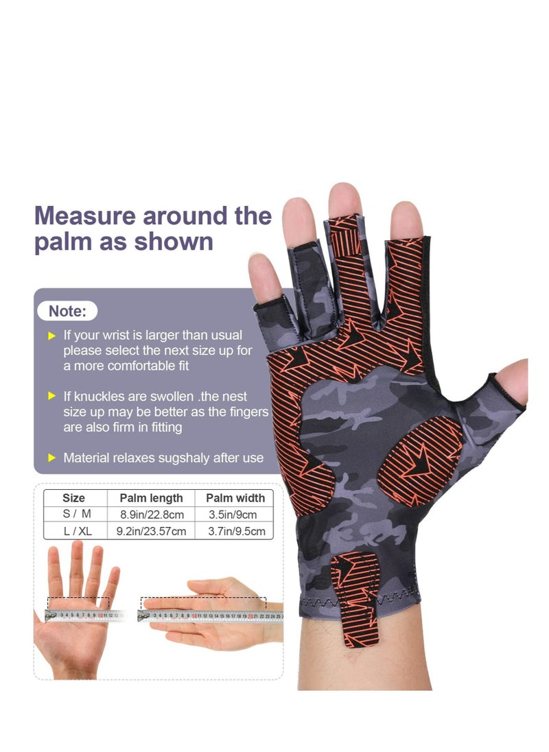 Camouflage Fishing Gloves, Fishing Gloves with Silicone, Pro Anti-Slip Sun Protection, Breathable Lightweight Fishing Archery Accessories Hunting Outdoors