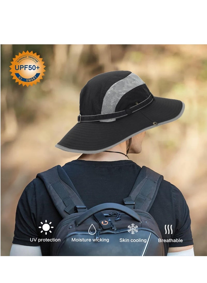 Wide Brim Fishing Sun Hat for Men Women - UV Protection Bucket Hat Summer Beach Hat Foldable Safari Boonie Cap