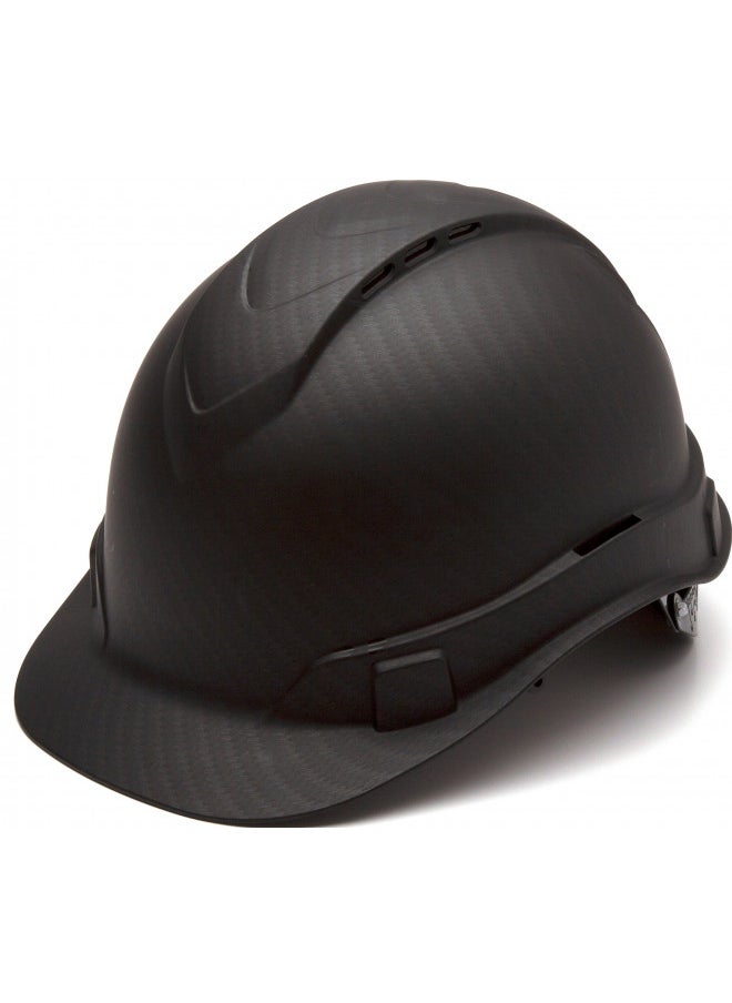 PYRAMEX Ridgeline Cap Style Hard Hat, Vented, 4-Point Ratchet Suspension, Black Graphite Pattern