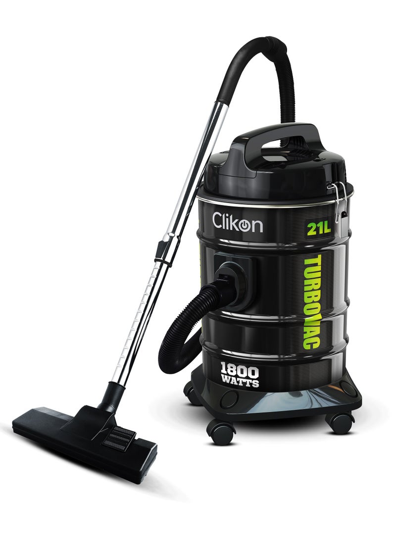 21L Vacuum Cleaner – 1800W Power, 360° Rotation With Wheels for Effortless Cleaning 1800 W CK4412 Black/Green