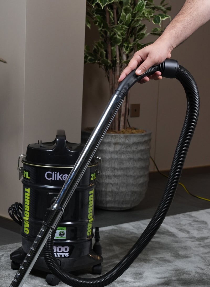 21L Vacuum Cleaner – 1800W Power, 360° Rotation With Wheels for Effortless Cleaning 1800 W CK4412 Black/Green