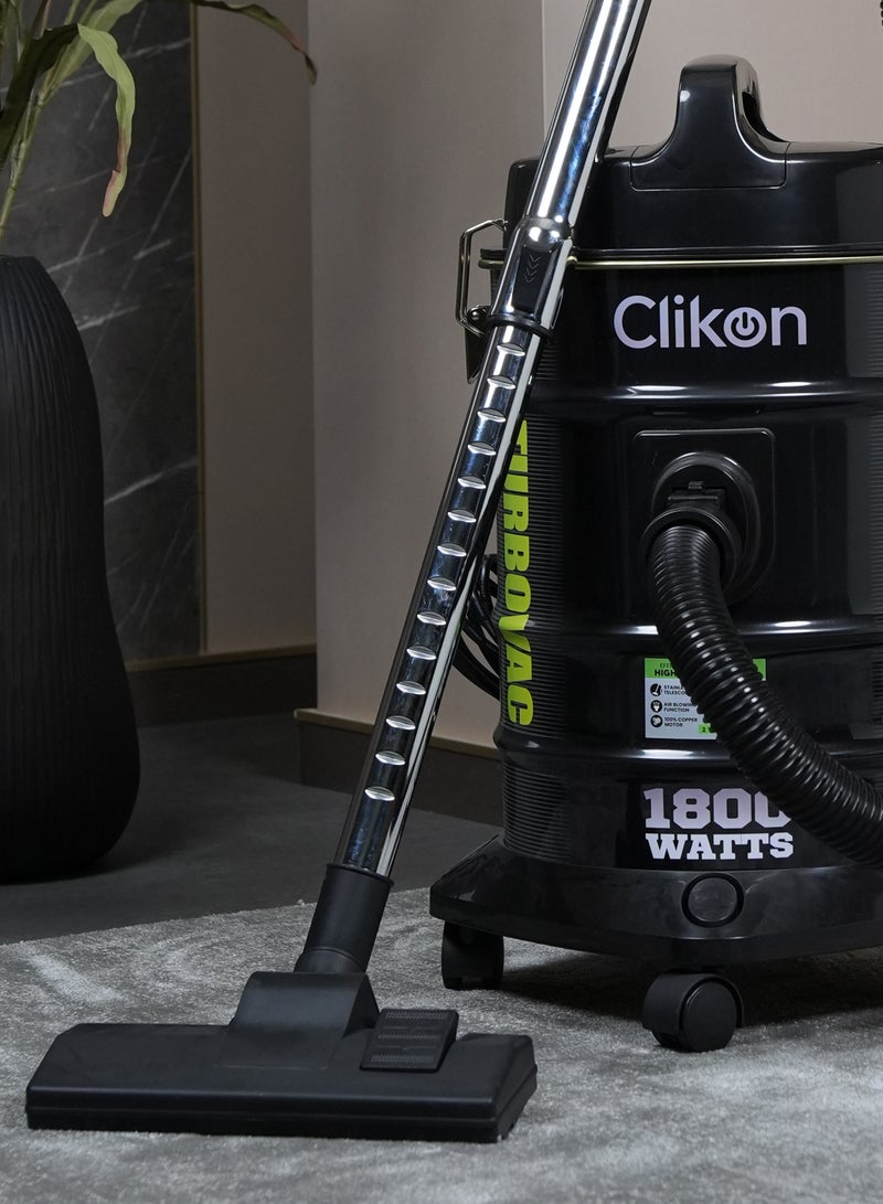 21L Vacuum Cleaner – 1800W Power, 360° Rotation With Wheels for Effortless Cleaning 1800 W CK4412 Black/Green