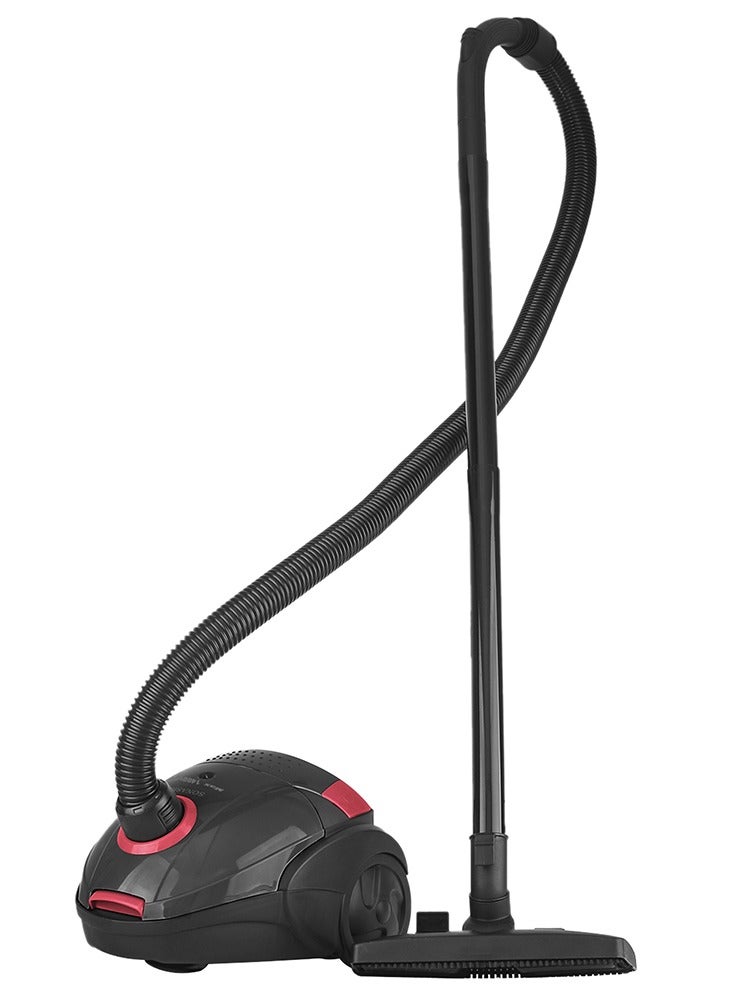 Canister Vacuum Cleaner | 2PC Plastic Insert Tube with Automatic Rewinding Wire | Lower Noise Design with Washable Cloth Dust Bag | Powerful Performance 1.5 L 1600 W SVC-9024 Black/Red