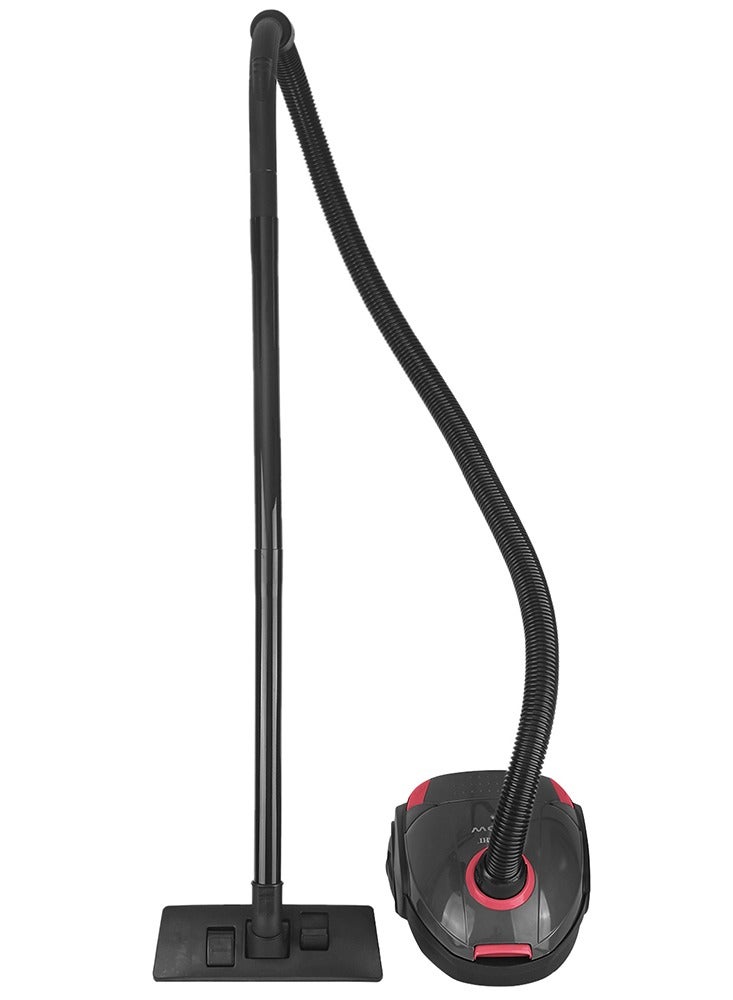 Canister Vacuum Cleaner | 2PC Plastic Insert Tube with Automatic Rewinding Wire | Lower Noise Design with Washable Cloth Dust Bag | Powerful Performance 1.5 L 1600 W SVC-9024 Black/Red